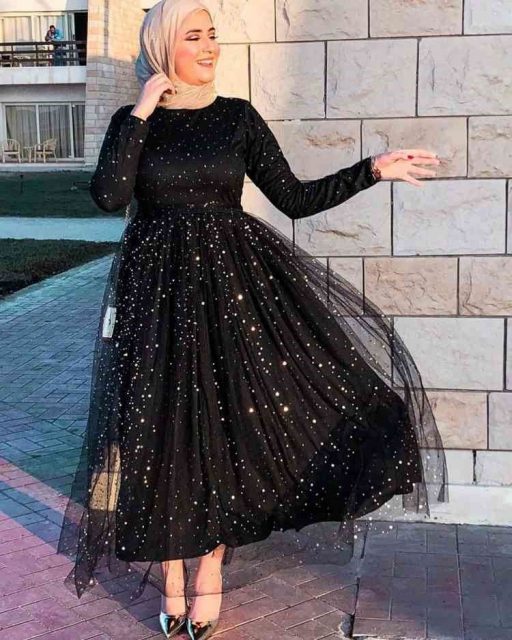 أجمل فستان سواريه اسود موضة 2020  